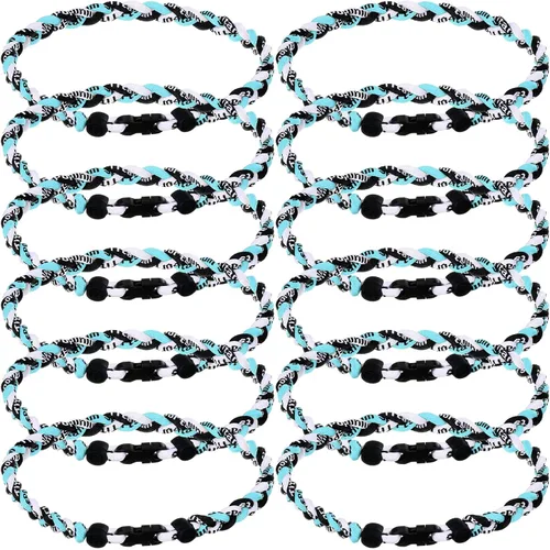 Miniatura 12 de Zeyune Collar de béisbol de 18 pulgadas para niños, tres cuerdas trenzadas, tornado, titanio, collar de cuerda de béisbol para hombre