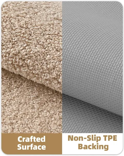 Miniatura 4 de Color&Geometry Alfombras de baño antideslizantes lavables, 17"x30" de tamaño estándar color beige suave, alfombra de baño súper absorbente