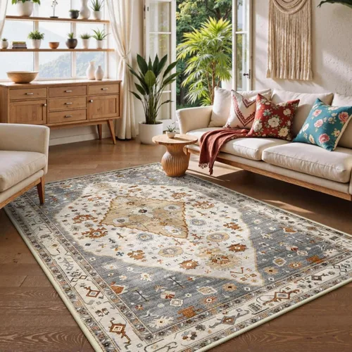 Miniatura 20 de Lahome Alfombra tribal bohemia de 2 x 3 pies, alfombra verde pequeña para entrada, suave, antideslizante, lavable, alfombra de baño bohemia de pelo