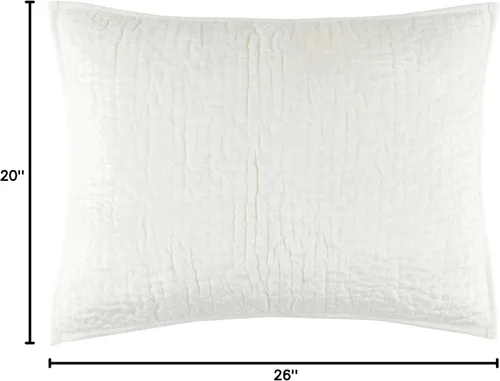 Miniatura 7 de Pine Cone Hill Parisienne Velvet Dove White - Funda acolchada blanca, tamaño estándar, patrón sólido blanco