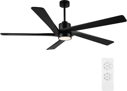 Miniatura 27 de WINGBO Ventilador de techo CC de 64 pulgadas con luces y control remoto, 5 cuchillas reversibles de madera tallada, motor de CC silencioso de 6
