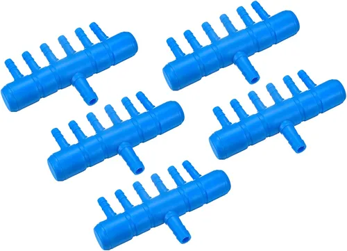 Miniatura 11 de uxcell 5 unids 0.315 in a 0.217 in 2 vías línea de aire tubo divisor conector pecera tanque oxígeno tubo aire adaptador para acuario, azul