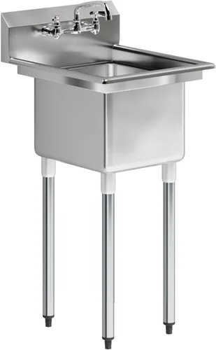 Fregadero de acero inoxidable para preparación y utilidad | Acero inoxidable 304 | Restaurante, cocina, lavandería, garaje (tamaño del tazón: 16 x