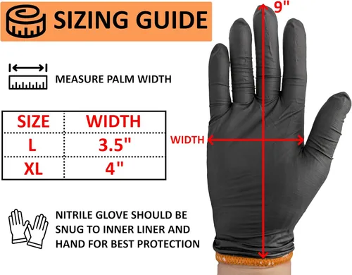 Miniatura 4 de Kit de guantes desechables para barbacoa negro - 50 guantes de agarre texturizado resistentes y 2 forros reutilizables resistentes al calor