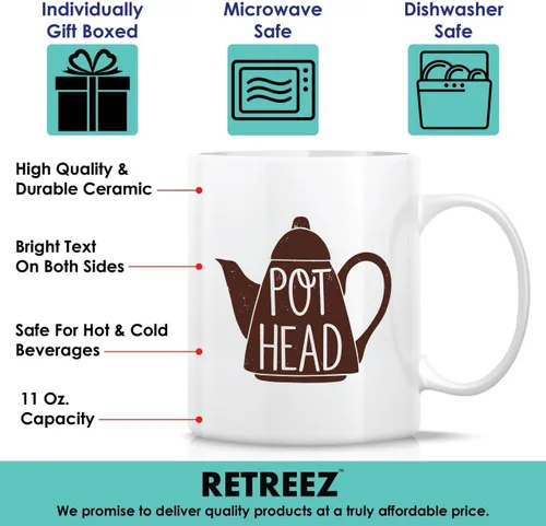 Miniatura 3 de Retreez Taza divertida – Pot Head, Weed - Tazas de café de cerámica de 11 onzas – Divertido, sarcasmo, sarcástico, motivacional, regalos