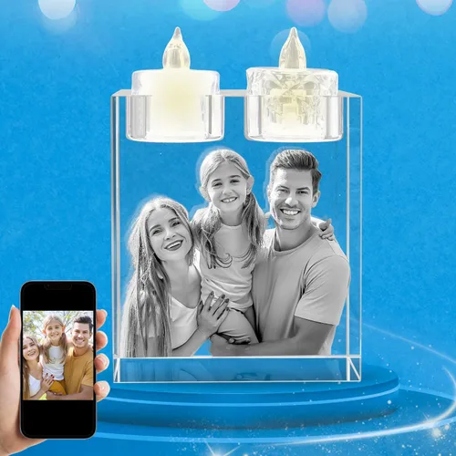 Miniatura 12 de Foto de Cristal 3D Personalizada, Marco Portavelas con Grabado Láser Personalizado, Regalos Personalizados Conmemorativos de Aniversario, Navidad