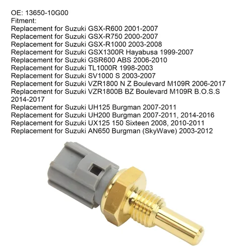 Miniatura 9 de Keenso Sensor de temperatura del agua del refrigerante de latón Sensor de temperatura del refrigerante OE 13650 10G00 Reemplazo para GSXR600 GSXR750