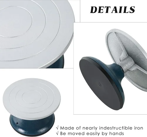 Miniatura 3 de FLKQC Rueda de cerámica para esculpir cerámica Rueda de metal resistente de 7 pulgadas de diámetro para decoración de cerámica con funda de goma