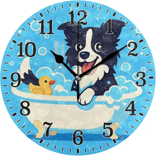 Miniatura 31 de JUNZAN Reloj de bañera con vino romántico espumoso y velas, reloj de pared silencioso de 10 pulgadas, pequeño reloj redondo, decoración de cocina