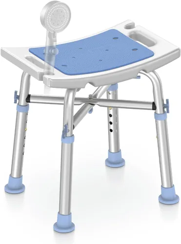 Silla de ducha resistente Delog - Capacidad de 227kg, asiento de baño acolchado con 6 tubos ajustables en altura - Banco antideslizante sin