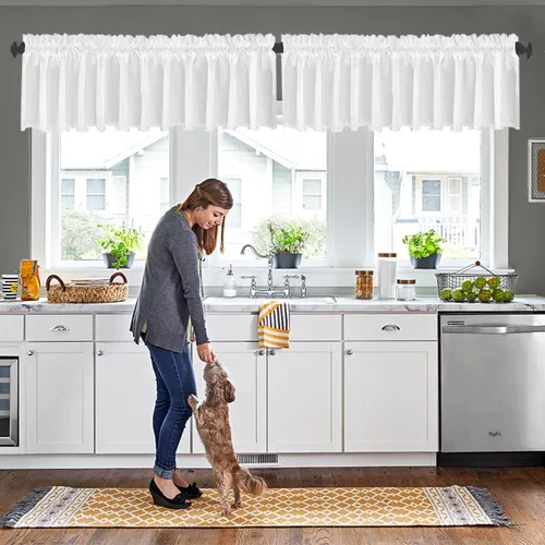 Miniatura 45 de Cortinas de cocina negras Ladity - 2 paneles de cortinas cortas opacas, 36 pulgadas, privacidad, niveles de café, cortinas de granja para ventana