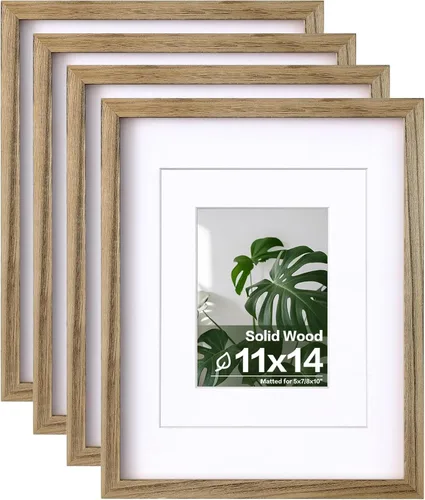 Miniatura 52 de Egofine Juego de 4 portarretratos de 4 x 6, hechos de madera maciza cubierta de plexiglás de 3 x 4.5 pulgadas y 3.5 x 5 pulgadas con paspartú o de 4