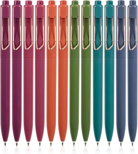 Mr. Pen - Bolígrafos de punta redonda, paquete de 12, barriles de color vintage, tinta negra, bolígrafos de escritura suave | Bolígrafos Bolígrafos