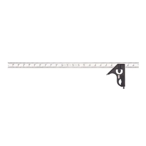 Miniatura 21 de Starrett Escuadra de combinación de acero con cabeza cuadrada - Longitud de hoja de 300 mm, cabezas de hierro fundido, pestillo reversible, punta