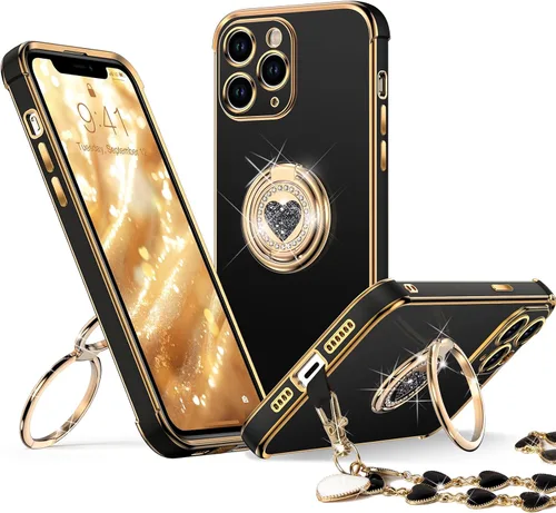 Miniatura 13 de XYZ Funda para iPhone 11 con Soporte, Funda para Teléfono con Soporte de Doble Anillo con Patilla, Funda Protectora de Lujo Brillante para Mujeres
