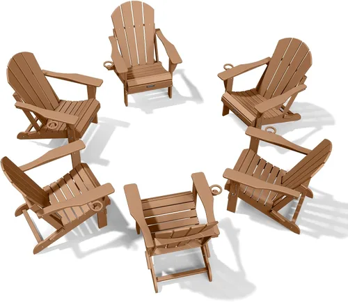 Miniatura 14 de MUCHENGHY Sillas Adirondack plegables, sillas de patio, sillas de césped, silla para exteriores, silla Adirondack de plástico, hoguera, resistente a