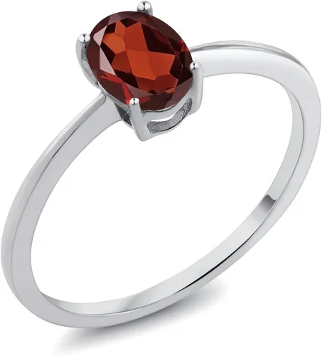 Miniatura 46 de Gem Stone King Anillo de compromiso solitario con piedra preciosa de oro blanco de 10 quilates, ovalado, 0.27 x 0.19 pulgadas, anillo de promesa