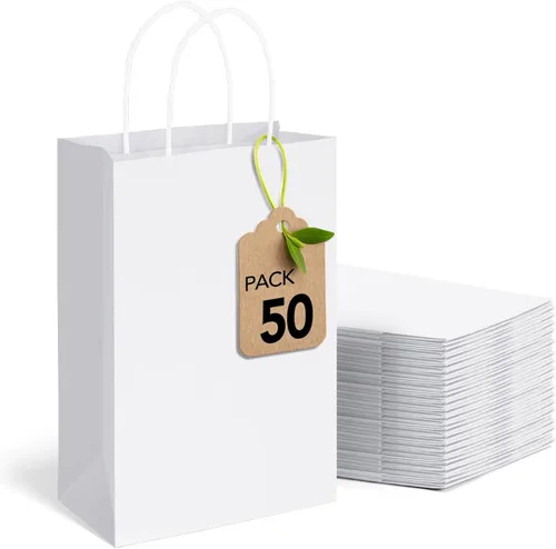 Miniatura 12 de MESHA Bolsas de papel kraft marrón de 10 x 5 x 13 pulgadas, 100 unidades, bolsas de regalo grandes con asas a granel, bolsa de compras reutilizable
