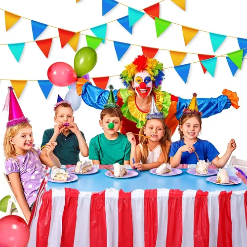 Miniatura 6 de 18 faldas de mesa a rayas rojas y blancas, desechables, decoraciones de mesa de carnaval, decoraciones de fiesta de circo para carnaval, circo