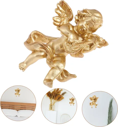 Miniatura 4 de Yardwe Escultura retro de ángel para decoración de pared, adorno de resina de yeso de 4.72 pulgadas, querubín colgante para porche, sala de estar