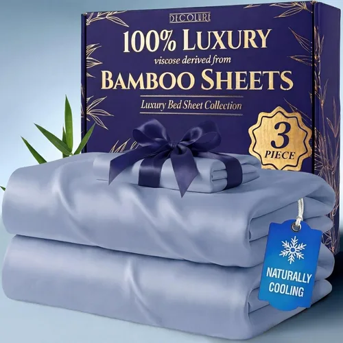 Miniatura 24 de DECOLURE 100% Viscosa derivada de bambú, juego de sábanas tamaño King de 4 piezas, lujosas sábanas naturalmente frescas, juego de cama ultra suave