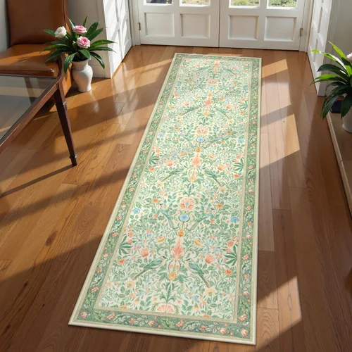 Miniatura 18 de Beeiva Alfombra Lavable para Pasillo 2x6 pies - Beige Vintage Resistente a Manchas Alfombra Floral para Cocina, Alfombras Bohemias