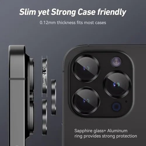 Miniatura 6 de Jeluse Paquete de 2 protectores de lente de cámara para iPhone 16 Pro Max/iPhone 16 Pro/iPhone 15 Pro Max/iPhone 15 Pro/iPhone 14 Pro Max/iPhone 14