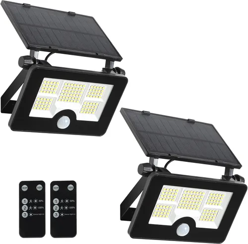 Luz Solar de Inundación, 122 LEDs Luces Exteriores Brillantes con Sensor de Movimiento, Luz de Seguridad Solar de Anochecer a Amanecer para Patio,