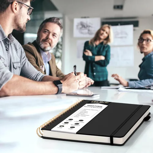 Miniatura 8 de WEMATE Paquete de 5 cuadernos de reuniones para el trabajo (7 x 10 pulgadas), 200 páginas, cuaderno de piel sintética con artículos de acción