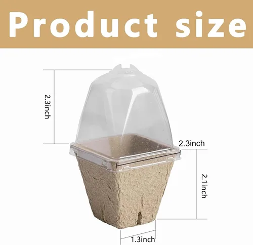 Miniatura 2 de PURPLE STAR 1N 20 macetas biodegradables para vivero con cúpula de humedad, maceta cuadrada de 2.3 pulgadas para plantar, macetas de turba