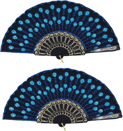 Miniatura 8 de Abanico de mano plegable español, abanicos de baile de flores, abanicos plegables de mano de verano para niñas y mujeres