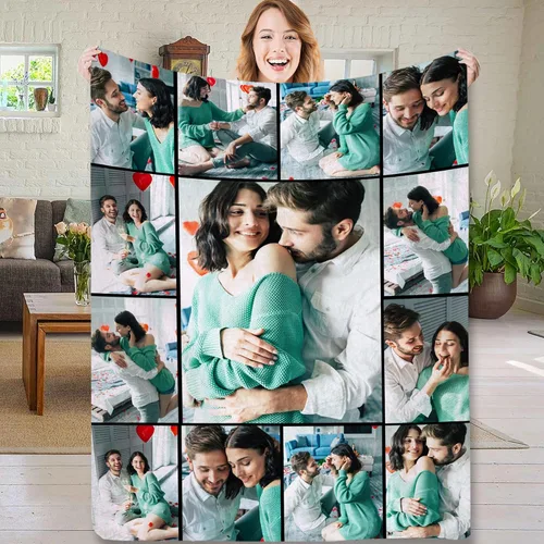 Miniatura 13 de Regalos de novia para San Valentín, collages de fotos personalizados en mantas, regalos de cumpleaños para mamá, novia, esposa, manta suave