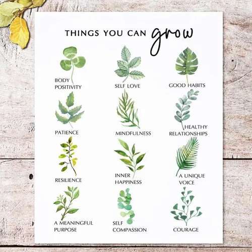 Miniatura 2 de Decoración de pared de oficina de terapia, impresión botánica de arte de pared de crecimiento personal, póster de atención plena para terapeuta