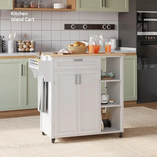 Miniatura 8 de YITAHOME Carrito de isla de cocina rodante de 37 pulgadas con almacenamiento, isla de bloque de carnicero sobre ruedas, carritos de almacenamiento