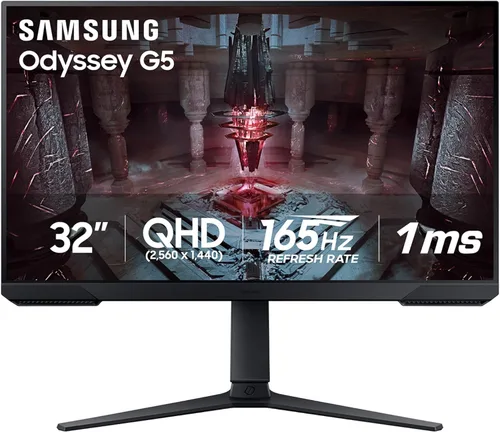 SAMSUNG Odyssey G51C Series QHD Monitor para juegos de 27 pulgadas, 165 Hz, 1 ms, pantalla VESA HDR10, AMD FreeSync Premium, ecualizador negro,