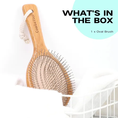 Miniatura 7 de Cepillo de pelo Combetter de bambú, para alisar el cabello y masajear el cuero cabelludo, cepillo desenredante antiestático, cepillo de madera