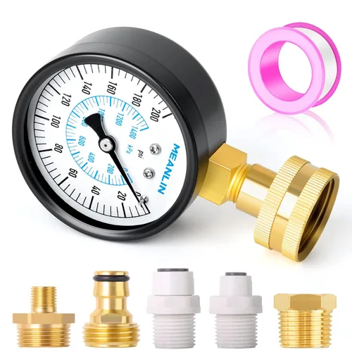 Miniatura 17 de MEANLIN MEASURE 0~200 Psi Manómetro de acero inoxidable, esfera con cara de 2.5 pulgadas, 3/4" hembra, relleno de líquido, presión de agua, aceite