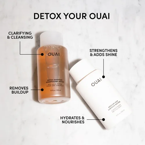 Miniatura 2 de OUAI Paquete de champú Detox y acondicionador de cabello mediano – Champú clarificador para acumulación, suciedad, aceite, producto y agua dura