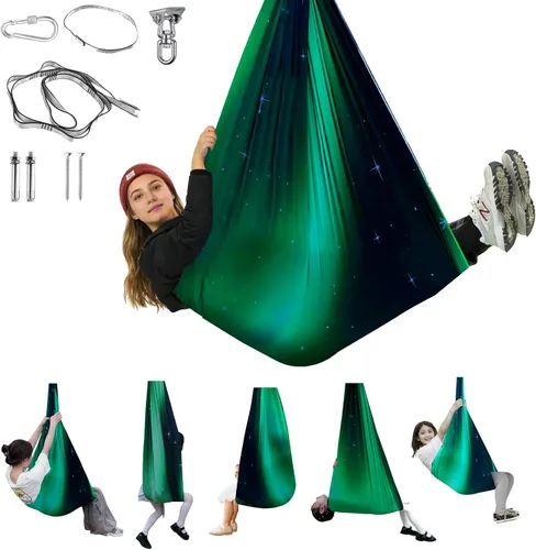 Columpio sensorial para niños y adultos, columpio de terapia de doble capa para interiores y exteriores, columpio para acurrucarse con accesorios