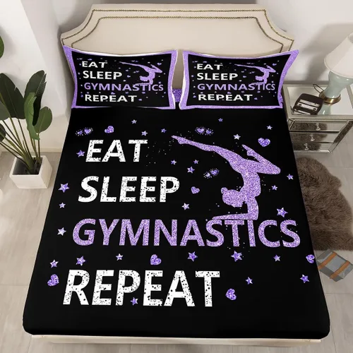 Miniatura 35 de Erosebridal Sábana bajera ajustable de gimnasia con bolsillo profundo para niñas y niños, tamaño individual, juego de ropa de cama deportiva