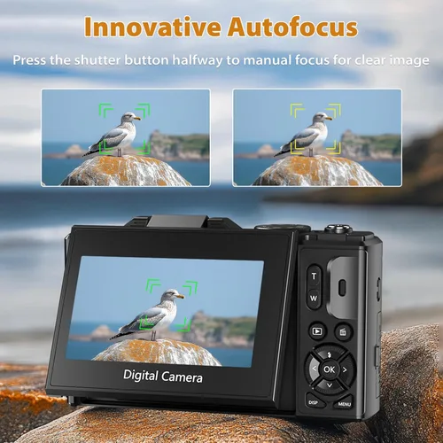 Miniatura 3 de Cámara Digital 4K para Fotografía, Cámara de Vlogging 4K 64MP para YouTube con Pantalla Abatible de 180° de 3", Cámara WiFi Compacta con Zoom Negro
