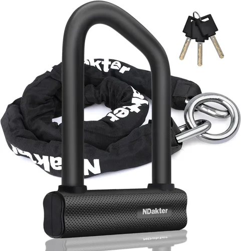 NDakter Cerraduras de cadena para motocicleta, antirrobo resistente, grillete de 0.71 pulgadas, cadena de seguridad de 4 pies x 0.394 in de grosor,