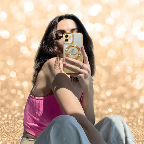 Miniatura 5 de ZIYE Funda Magnética Diseñada para iPhone 11 Funda con Purpurina Plateado de Lujo Corazón de Amor Compatible con MagSafe Funda Transparente