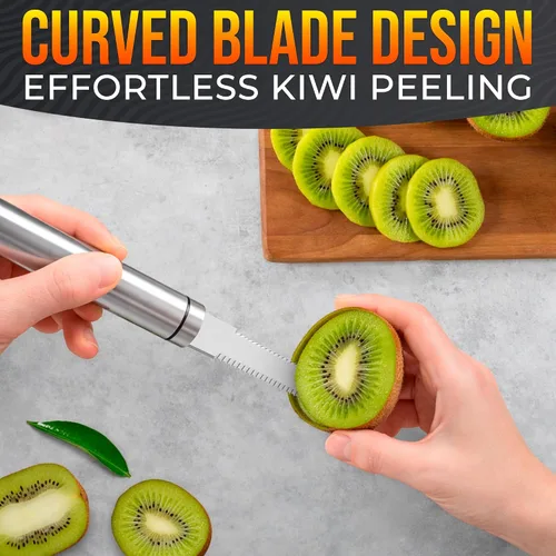 Miniatura 9 de Cuchillo de toronja con doble hoja dentada curva, cortador y pelador de frutas cítricas de acero inoxidable con mango ergonómico, apto