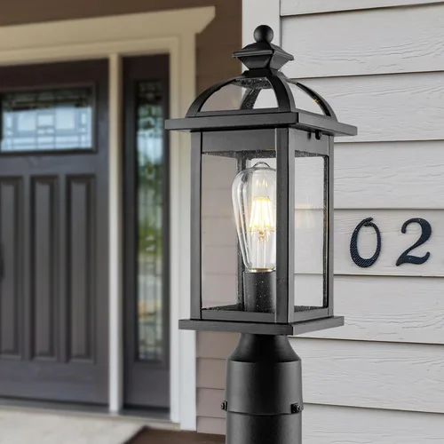 Miniatura 8 de Darkaway Luces de poste para exteriores, postes de iluminación al aire libre, luces de poste de aluminio impermeables con vidrio, luces de poste