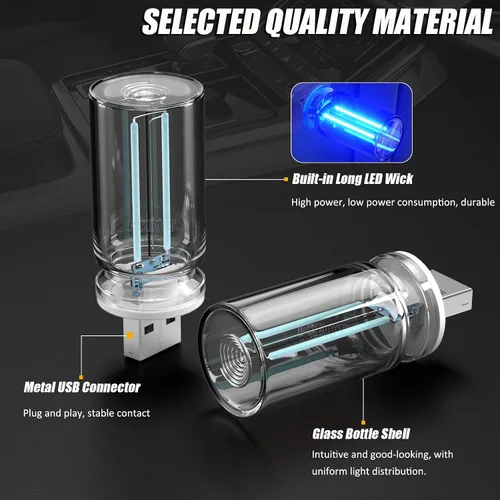 Miniatura 6 de PSEQT Luces Interiores Retro para Coche USB, Luces de Ambiente Mini Neón con Atenuación Táctil, Lámparas Decorativas para Coche con Enchufe