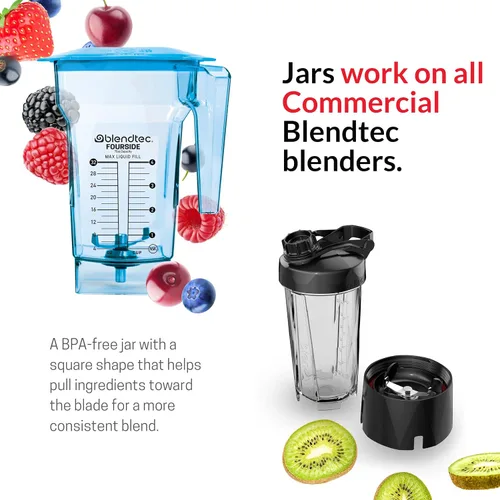 Miniatura 3 de Blendtec Tarro comercial FourSide de 75 onzas, tarro de repuesto de cuatro lados, compatible con la mayoría de las licuadoras Blendtec - Capacidad