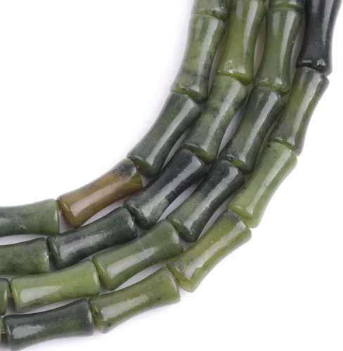 Miniatura 4 de JOE FOREMAN 30 cuentas naturales de jade verde oscuro de 0.197 x 0.472 in, cuentas de hueso de nudo de bambú para hacer joyas, energía energía Jade