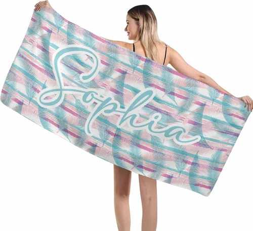 Miniatura 22 de MyPupSocks Toallas de playa para niñas, toallas personalizadas de teñido anudado con nombres para niños y adultos, toallas de playa personalizadas