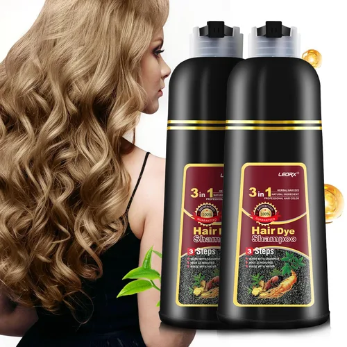 Miniatura 13 de leorx - Paquete de 2 champús de tinte para el cabello negro, 3 en 1, tinte de champú para cobertura de canas, coloración herbaria instantánea